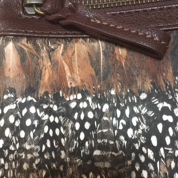 The Sak Pax Feather Design Burgundy Leather Crossbody Bag - Picture 5 of 16